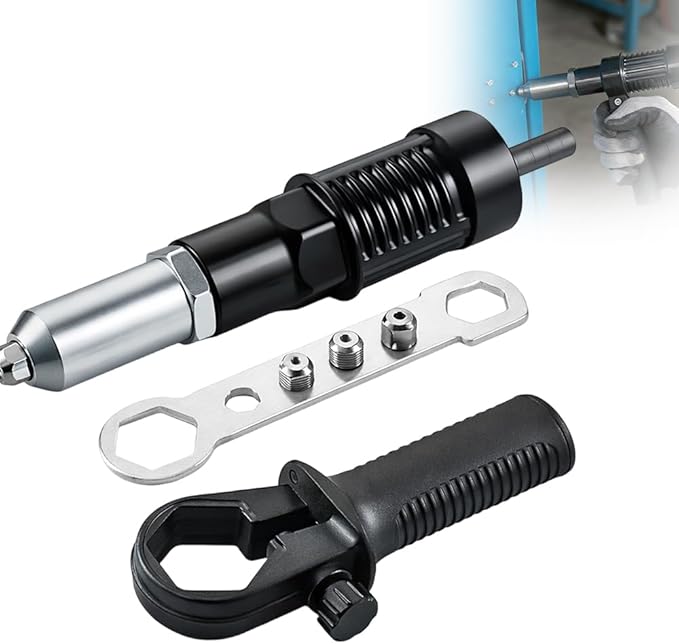 Professional Electric Rivet Gun Adapter Kit, 2026 New Electric Rivet Nut Gun Drill Adapter, Rivet Gun Tool Riveter Drill Attachment for Cordless Electric Power Drills (1 Set)