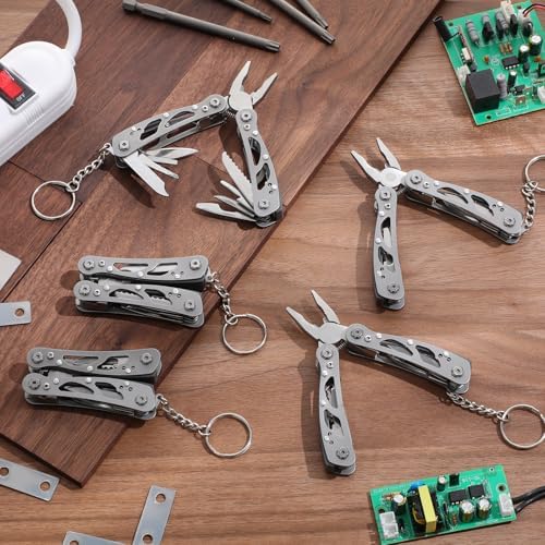 Lasnten 6 Pcs Multitool Pliers, Stainless Steel Foldable Mini Tool,Grey
