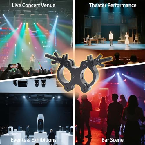 Stage Light Clamps, Lighting Truss Swivel Coupler Clamps for Dj light, 40mm-52mm Dual Swivel Tube Clamp, Type-O Clamp Used for Par Light, Spotlight and Moving Head(Black)