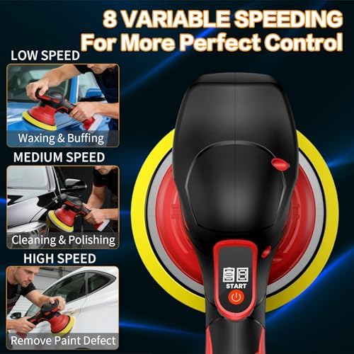 Cordless Car Buffer Polisher for Milwaukee 18V Battery,6 Inch Portable Orbital Buffer Polisher with 8 Variable Speed with 15pcs Polishing Accessories, for Car Polishing/Waxing (NO Battery)