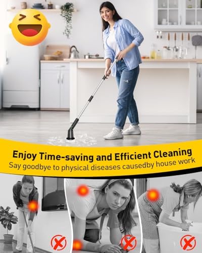 Electric Spin Scrubber for Bathroom, Shower Scrubber with Long Handle