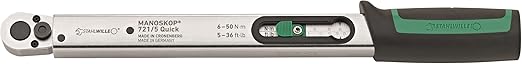 Stahlwille 50204005 3/8-Inch Drive Click-Type Torque Wrench with Ratchet, Dual Stop Signal, and Integrated Magnifier for Precise and Reliable Tightening