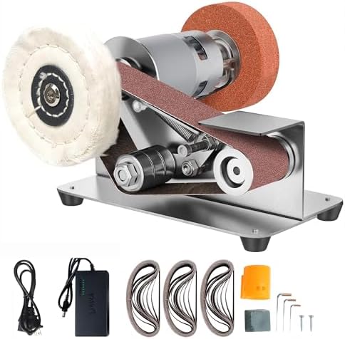 Multifunctional Mini Belt Sander, Electric Knife Sharpener, 15 Degree Belt Grinder,7 Adjustable Speed Buffer Polisher Knife Sharpening System for Kitchen Knives, Wood, Plastic, Crafts