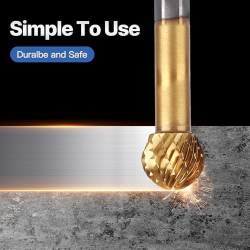 HUHAO Tungsten Carbide Rotary Burr Bit, Double Cut Carbide Burr 1/4" Shank Die Grinder Cutting Burrs Bit for Metal Working & Sturdy