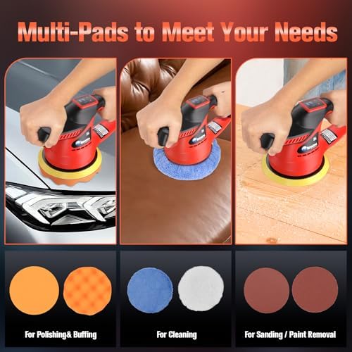 Cordless Car Buffer Polisher Kit,Compatiblewith M18 Battery (Without BATTERY )Brushless motor Dual Action Random Orbital Polishing with 6-Speed 2800-6000RPM for Auto Detailin