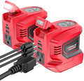 LIVOWALNY 220-250W Power Inverter Compatible with Milwaukee 18V Battery - DC 18V to AC 110-120V Power Station with 1 AC Outlet - 2 USB 1 Type-C & LED Light for Camping Power Outage - Tool Only(2 Pack)