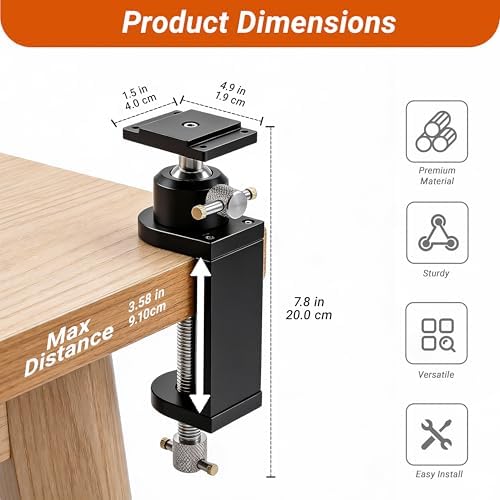 360° Rotating Bench Mount Stand for Smart Mini Fractal Vise, CNC-Machined Aluminum Base with Locking Rotation, for Woodworking, Jewelry, DIY & Model Making