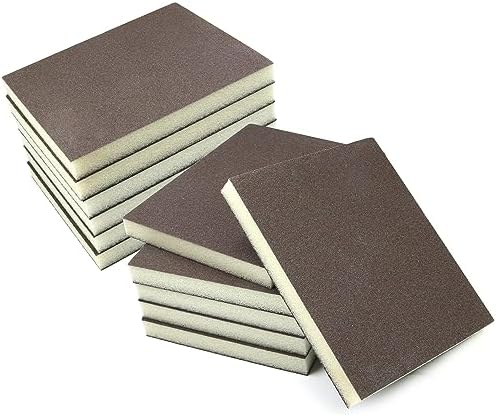 Utoolmart Sanding Sponge Sanding Blocks, 150 Grit Wet Dry Sandpaper Sponge, Washable and Reusable Sand Sponge Kit, for Kitchen Cookware Cleaning and Rust Removal of Rusted Metal, Grey, 12 Pcs