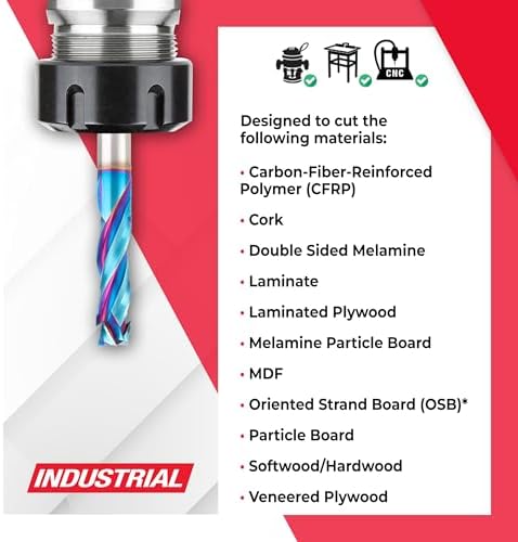 Amana Tool Spektra Extreme Tool Life Coated Solid Carbide CNC Compression Spiral Router Bit, 48326-K, 12mm D x 41mm CH x 12mm Shank x 88mm L 3 Flute