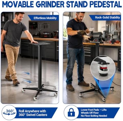 Grinder Stand Pedestal with GD-40F Leveling Casters, Vise Stand Base