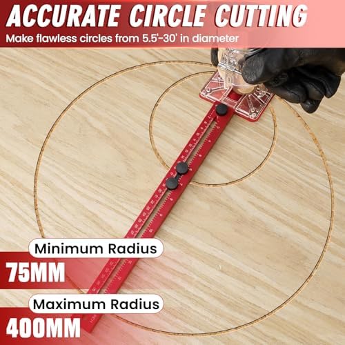 Router Circle Cutting Jig for DeWalt/Bosch/Milwaukee Compact Routers – 4 in 1 Adjustable Router Jig, Aluminum Alloy Circle Cutting Guide for Trim Routers, 5.5–30" for Circles, Arcs & Grooves