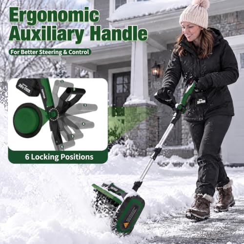 20V Electric Snow Shovel, 12 Inch Cordless Snow Blower with 2 Batteries (Dark Green)