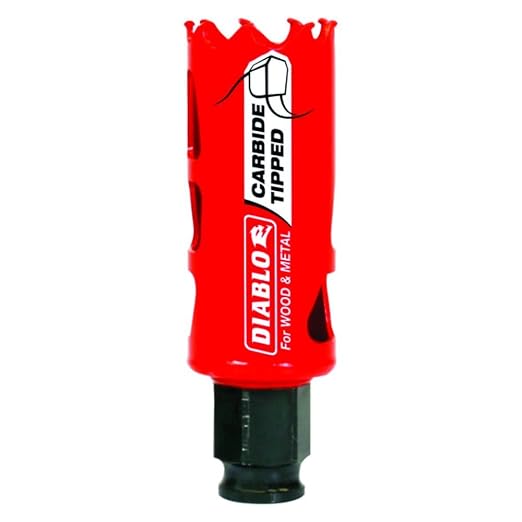 Diablo Carbide Teeth Hole Saw for Wood and Metal - Ideal for Cutting Wood, Plastic, Aluminum, Metal, Cast Iron, Stainless Steel - 1-1/8" Diameter, 2-3/8" Length - DHS1125CT