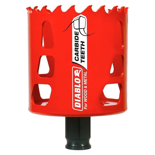 Diablo Carbide Teeth Hole Saw for Wood and Metal - Fits with Snap-Lock Plus Mandrel System, Tool-Free Plug Ejection - 2-9/16" Diameter, 2-3/8" Length - DHS2563CT
