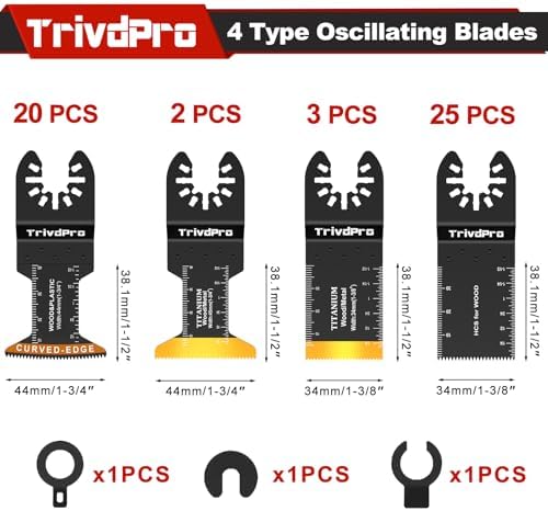 Oscillating Tool Blade Multitool Blades - TrivdPro 50pcs Multi Tool Blades Kits Oscillating Saw Blades for Metal Wood Plastic, Oscillator Blades for Multi Tool Fits Dewalt Milwaukee Ryobi Fein Bosch