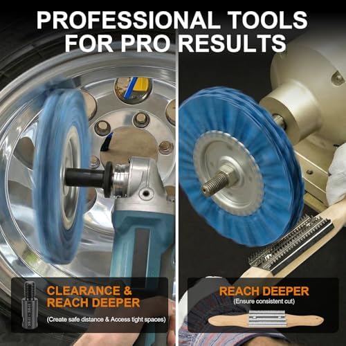Upgrade 8" Airway Buffing Wheel, 11Pcs Aluminum Polishing Kit, Flange-Free Installation, 5/8" Arbor Hole Aluminum Metal Wheel Polishing Kit with Extension for Angle Grinder Mirror Finish