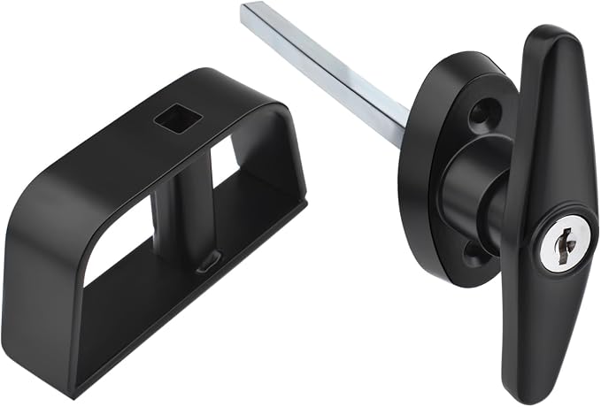 Shed Door Hardware Kit- Includes Hinges, Latches, and T-Handle Lock, Door and Window Hinge Set for Shed, Gate, Barn, Playhouse, Chicken Coop and More