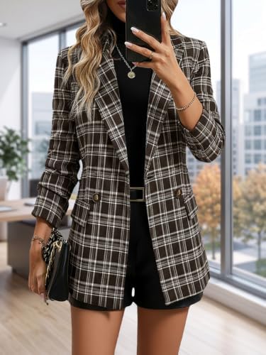 Mina Self 2026 Women's Fall Plaid Blazer Houndstooth Jacket Business Casual
