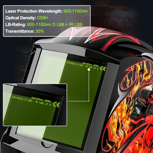 Laser Welding Helmet 900-1100nm OD8+ Professional Laser Face Shield
