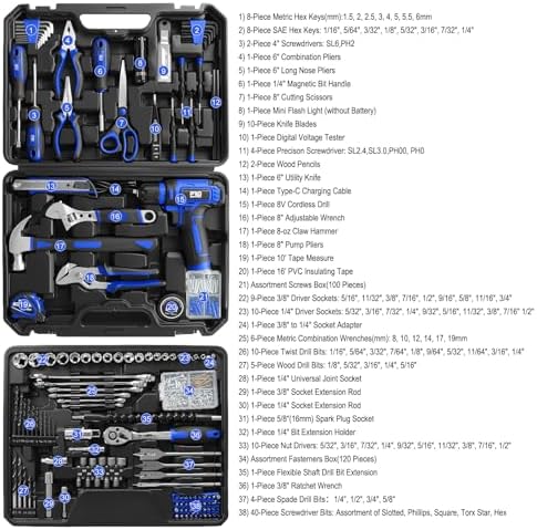 Prostormer 369-Piece Drill Tool Sets Combo Kit, Blue
