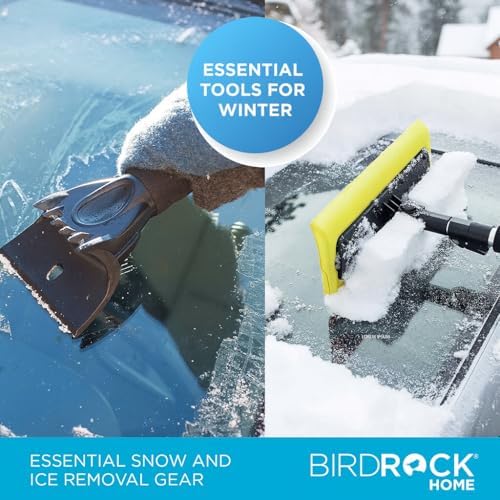 BIRDROCK HOME Snow Brush and Ice Scraper for Car Windshield, Yellow, 55”