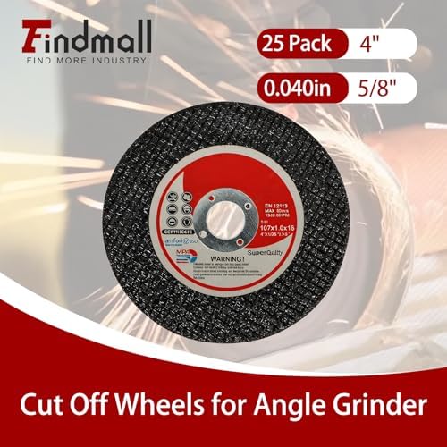 findmall 25 Pack 4" x.040 x5/8" Cut Off Wheel Aluminum Oxide