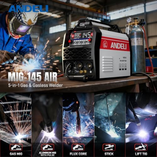 ANDELI Aluminum MIG Welder145A, 4-in-1,110V/220V