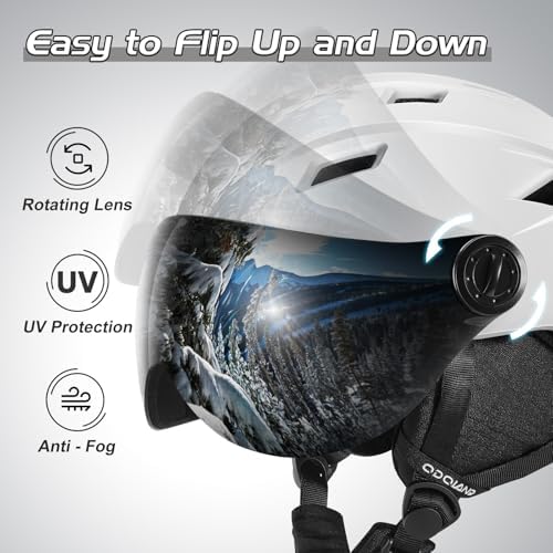 Odoland Ski Helmet with 2-in-1 Visor Goggles, Lightweight for Men Women