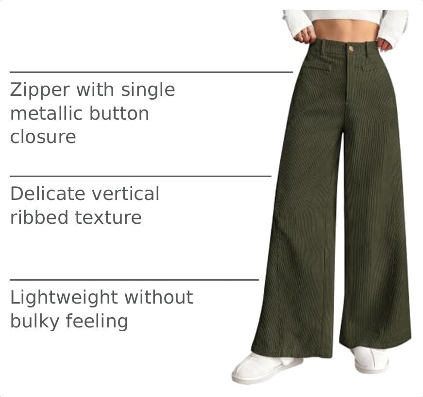 PRETTYGARDEN Women's High Waisted Corduroy Pants Casual
