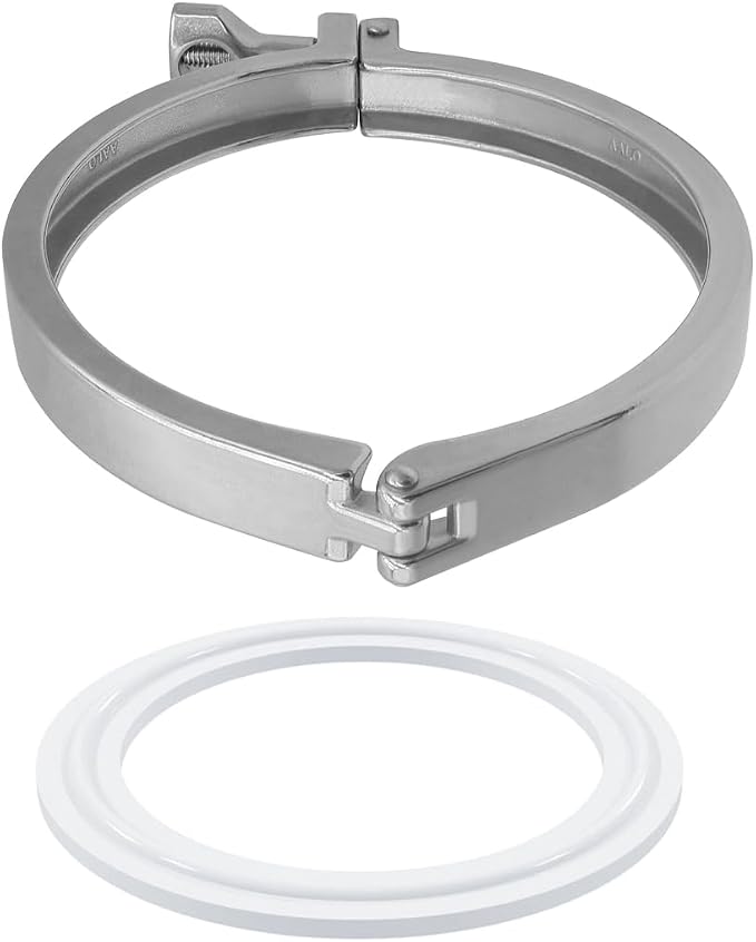 Beduan 6" Sanitary Tri Clamp, 304 Stainless Steel Single Pin Heavy Duty Tri Clamp Clover with Wing Nut for Ferrule TC Tube OD 6"