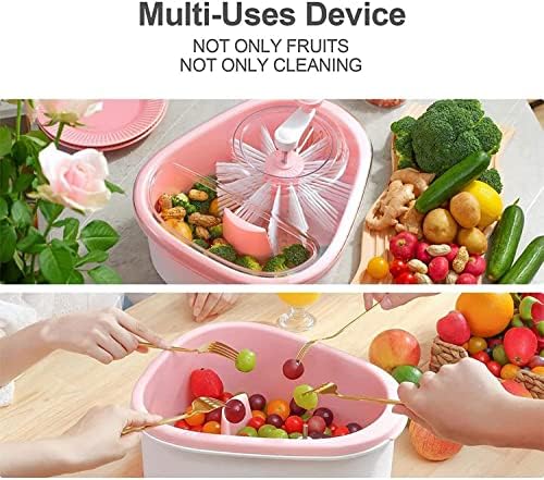 bacion Fruit and Vegetable Washing Machine, Fruit Washing Spinner Device Vegetable Cleaner Device with Spin Scrubber Brush, Portable Food Cleaning Tool with Draining System for Home Kitchen BD-10507