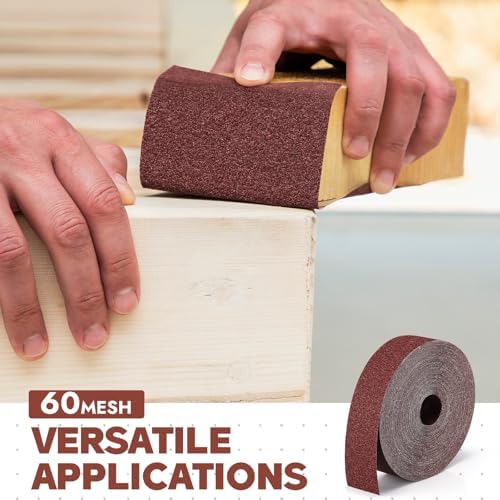 60 Grit Abrasive Sandpaper Roll 3''x 200 ft Drum Sander Sand Paper Roll Emery Cloth Rolls for Drum Sander Continuous Paper Wood Automotive Polishing