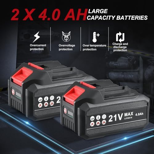 AOBEN Cordless Die Grinder, 25,000 RPM Electric Straight Grinder Tool with 2 x 4.0Ah Batteries & Charger, 1/4" Collet, 3-Speed Heavy-Duty for Metal Grinding, Polishing, Welding Repair, Tool Case