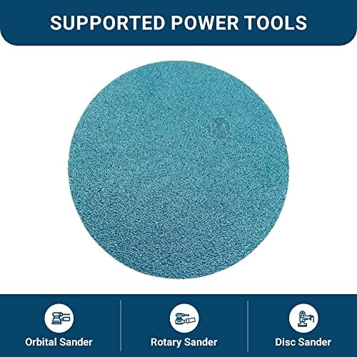 Benchmark Abrasives PSA No Hole 8 Inch Sanding Discs with Zirconia Grains Automotive Orbital Sander Sandpaper - 8 Inch Sanding Disc Self Stick Adhesive Back - Surface Blending (10 Pack), 40 Grit