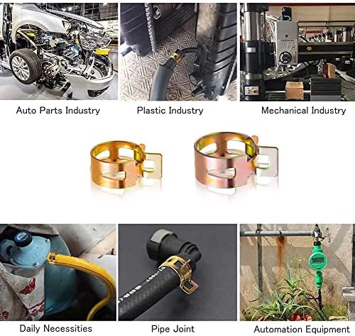 Fielect 50pcs 1/2" / 13mm Spring Band Type Action Hose Pipe Clamp Low Pressure Air Clip Clamp Fasteners Assortment Kit for Plumbing, Automotive and Mechanical