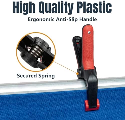 POWERTEC Mini Spring Clamps Set - Case of 120 Plastic Clips with 1-Inch Opening and Pivoting Jaw Pad, Ideal for Backdrop Clips, Pool Covers, DIY Projects, and Woodworking (71018-Case12)
