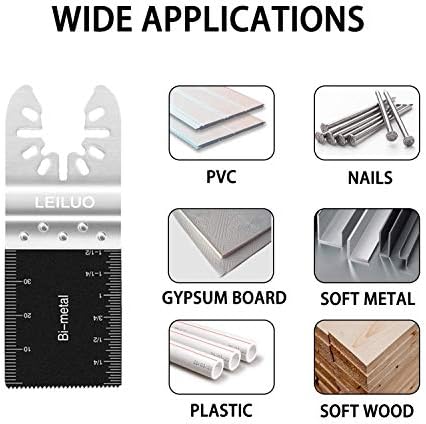 LEILUO 50Pcs Bi-Metal Oscillating Saw Blades, Multitool Blade Set, Metal