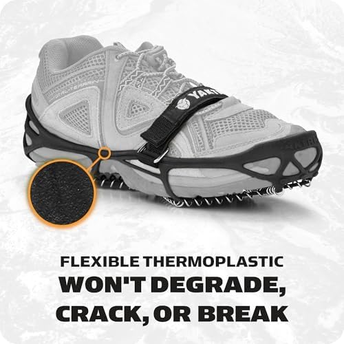 Yaktrax Pro Traction Cleats - 360-Degree Grip on Snow, Ice, & Multi-Terrain Surfaces - Elastic Outer Band w/Easy-On/Off Heel Tab & 1.4mm Stainless Steel Coils - Abrasion Resistant - Unisex