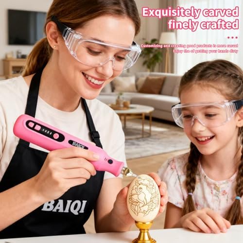 Electric Totary Cordless Tool Kit, Type-C Rechargeable 2000mAH, 6 Adjustment Speeds(5000-22000RPM), 59Pcs Accessories For DIY Crafting,SandingCarving,Sanding,Cutting (Pink-59 pcs Accessories)