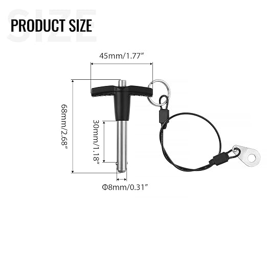 T Handle Quick Release Pin 5/16 Inch Diameter,304 Stainless Steel Ball Locking Pin with Push Button Lanyard Usable Length 1.18"(8mm x 30mm)
