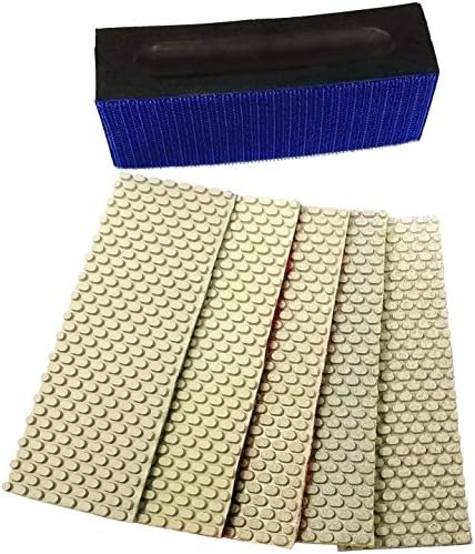 HPW112H Diamond Hand Polishing Pads Flexible for Concrete Glass Marble Stone Polishing, 5 Pads 1 Backing Pad Set