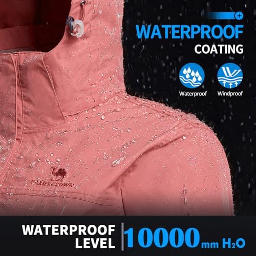 CAMEL CROWN Womens Waterproof Ski Jacket 3-in-1 Windbreaker Winter Coat Fleece Inner for Rain Snow Outdoor Hiking