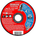 Diablo Thin Kerf Metal Cut-Off Discs - 4-1/2" Diameter, 7/8" Arbor, Type 1 Hub, 0.04" Thickness, 13280 Max RPM, 15-Pack - DBD045040115F