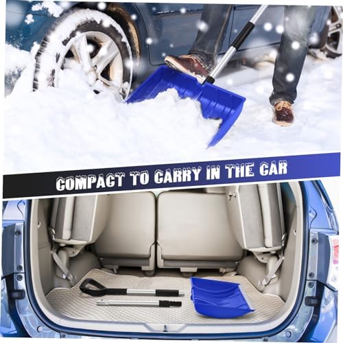 Yardwe Large Snow Shovel Adjustable Aluminum Handle Heavy-Duty Snow Remover Tool for Driveway and Outdoor Activities and Ice Scraping Blue