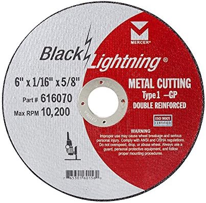 Mercer Industries 616070 - 6" x 1/16" x 5/8" Type 1 Black Lightning Cut-Off Wheels for Metal (25 pack)