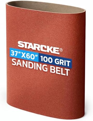 37 x 60 Inch Sanding Belts - 100 Grit Aluminum Oxide Belt Sanders for Woodworking and Metal, German Quality Heavy Duty Cloth Belt Sanding with Smooth Running Joint, Wide Sander Belts - 1 Pack