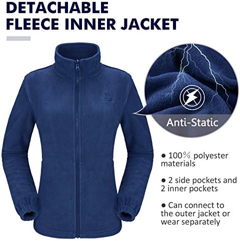 CAMEL CROWN Womens Waterproof Ski Jacket 3-in-1 Windbreaker Winter Coat Fleece Inner for Rain Snow Outdoor Hiking