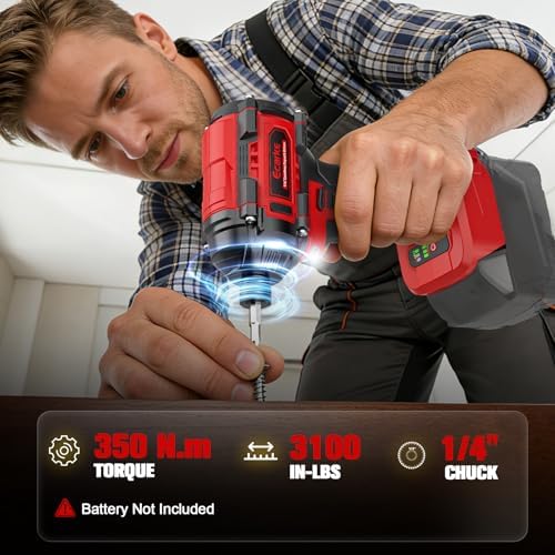 Ecarke Cordless Impact Driver and Drill Combo Kit Compatible with Milwaukee 18V Battery, 3100 In-lbs 1/4" Impact Driver and 440 In-lbs 3/8'' Power Drill with Bits, Brushless, LED Light(Tool Only)