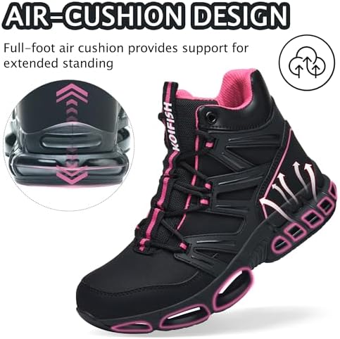 KOIFISH Steel Toe Work Boots for Men Women, Waterproof Steel Toe Boots