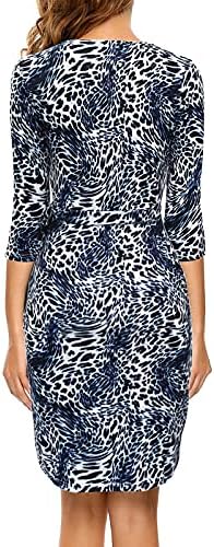 Berydress Women's 3/4 Sleeve V Neck Casual Party Work Faux Black Wrap Dress